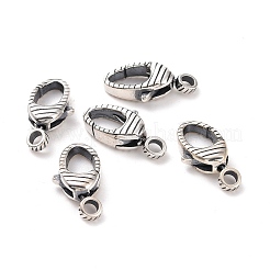 スターリングシルバー製スイベルクラスプ925個  オーバル  アンティークシルバー  16x8x4mm  穴：2mm  内径：4x6.5mm&nbsp;STER-D036-09AS
