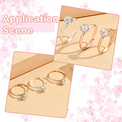 40Pcs Adjustable Alloy Rhinestone Finger Rings for Women&nbsp;RJEW-SP0001-02RG