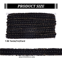 7mポリエステルリボン  プラスチックパールラウンドビーズ付き  服飾材料  ブラック  3/4インチ（20~21mm）  厚さ1~6mm 約7.66ヤード(7m)/カード&nbsp;OCOR-WH0091-10B