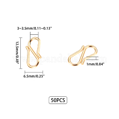 304ステンレススチールSフック留め具  ゴールドカラー  12.5x6.5x1mm  穴：3~3.5mm  50個/箱&nbsp;STAS-UN0004-91G