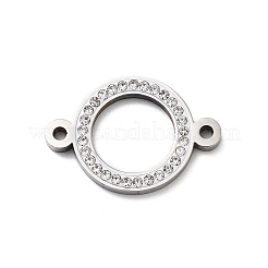 304ステンレススチールクリスタルラインストーンコネクタチャーム  リングリンク  ステンレス鋼色  16x23x2mm  穴：1.6mm&nbsp;STAS-Z091-06P