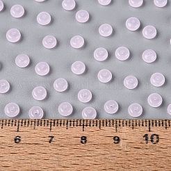透明ガラスシードビーズ  ドーナツ  模造ゼリー  パールピンク  4.5x2.5mm  穴：1mm  約7031個/ポンド&nbsp;SEED-Q041-01E