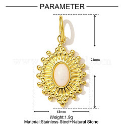 304 Stainless Steel with Natural White Jade Pendants&nbsp;STAS-OY001-65G