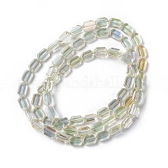 電気メッキガラスビーズセット  半分虹メッキ  長方形  甘露  9.5x6~6.5x3.5mm  穴：1mm  約68個/連  25.59''（65センチメートル）&nbsp;EGLA-L042-HR03
