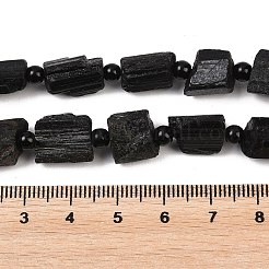 生の粗い天然ブラック トルマリン ビーズ 連売り  ナゲット  シードビーズで  8~21.5x8~11x7~10.5mm  穴：0.7~1mm  約22~25個/連  15.39''~15.71''（39.1~39.9センチメートル）&nbsp;G-Z147-C01-01