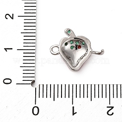 Brass Micro Pave Green Cubic Zirconia Fruit Connector Charms&nbsp;KK-I276-15P-A01