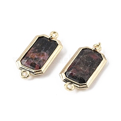 Natural Rhodonite Faceted Rectangle Connector Charms&nbsp;G-H323-04G-01