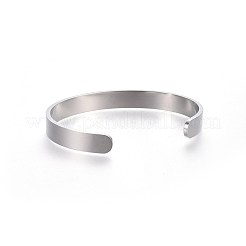 変色しにくい304ステンレススチールのブランクカフバングル  名前入りバングル  ステンレス鋼色  内径：50x63mm  幅：8mm&nbsp;BJEW-E361-11P