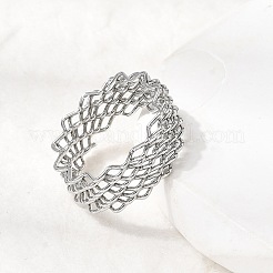 女性用304ステンレススチールオープンカフリング5個  波  ステンレス鋼色  4.5~12mm  17~17.5mm&nbsp;RJEW-K313-02P
