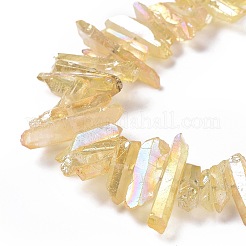 天然水晶ポイントビーズ連売り  染め  ナゲット  15~30x4~8x4~7mm  穴：1mm  8インチ&nbsp;G-K181-B27