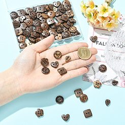 120Pcs 6 Styles Coconut Buttons&nbsp;BUTT-CJ0001-10