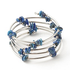 5-Loop Natural Lapis Lazuli Chip Beaded Wrap Bracelets for Women&nbsp;BJEW-JB01517-10