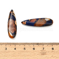 染色合成インペリアルジャスパーペンダント  ティアドロップチャーム  チョコレート  34.5~35x9.5~10x5mm  穴：1.4mm&nbsp;GG-CBAA20A-08F