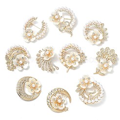 10Pcs 10 Styles Flower Alloy Rhinestone Lapel Pins&nbsp;JEWB-CJ0003-06