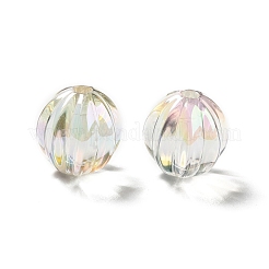 ツートン UV メッキ レインボー虹色アクリル ビーズ  カボチャ  透明  15.5x14.5~15mm  穴：2.7~2.8mm&nbsp;TACR-D010-05E