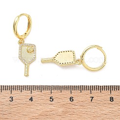 Brass Micro Pave Cubic Zirconia Dangle Hoop Earrings for Women&nbsp;EJEW-A168-04G
