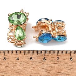 合金ラインストーンビーズ  猫の形  ライトゴールド  カラフル  26x18x18mm  穴：1.8mm&nbsp;RB-NH0003-01