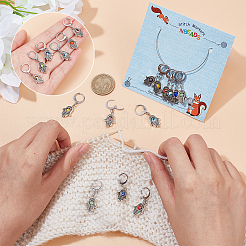 Alloy Hamsa Hand Pendant Locking Stitch Markers with Handmade Evil Eye Lampwork&nbsp;HJEW-PH01888