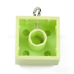 樹脂チャーム  プラチナ鉄ループ付き  おもちゃのレンガ  ミックスカラー  21x15.5x11mm  穴：2.6mm&nbsp;RESI-E017-AM