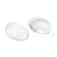 透明な楕円形のガラスカボション  透明  40x30mm  8mm（範囲：7~9mm）の厚さ&nbsp;GGLA-R022-40x30