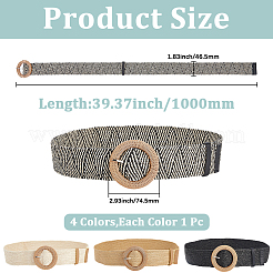 4Pcs 4 Colors Straw Woven Chain Belts with PP Plastic Ring Buckles&nbsp;AJEW-CY0001-80