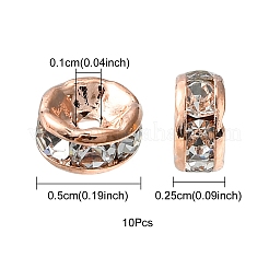 Brass Rhinestone Spacer Beads&nbsp;RB-YW0001-04B-01RG