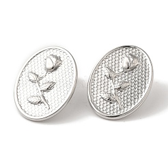 304ステンレススチールの楕円形の花のスタッドピアス  ステンレス鋼色  25.5x18.5mm&nbsp;EJEW-C114-26P