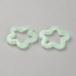 アクリルパーツ  グリッターパウダー付き  花のチャーム  ダークシーグリーン  29x30x4.5mm  穴：1.8mm&nbsp;MACR-TAC0012-04B