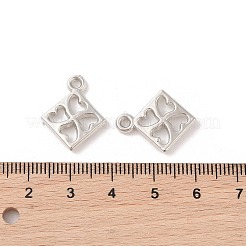 CCBプラスチックペンダント  中空のクローバーのある菱形  プラチナ  19.5x16x3mm  穴：2mm&nbsp;CCB-N006-10P