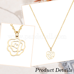2Pcs 2 Colors 304 Stainless Steel Hollow Rose Pendant Necklaces Set for Women&nbsp;NJEW-AN0001-87