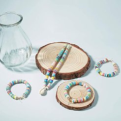 フラットラウンド手作りポリマークレイビーズスペーサ  ダークスレートブルー  3x1mm  穴：1mm  約380~400個/連  17.7インチ&nbsp;LS-CLAY-R067-3.0mm-04