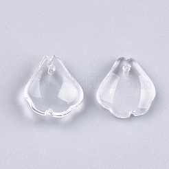 クリアガラスペンダント  花弁  透明  16x14~14.5x3.5mm  穴：1mm&nbsp;GGLA-S010-04A
