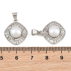 Brass Micro Pave Clear Cubic Zirconia Pendants&nbsp;KK-CBA6A75-43P