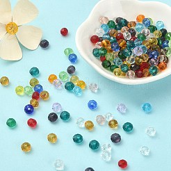 200個のファセットロンデル透明ガラスビーズ  ミックスカラー  6x4mm  穴：1mm&nbsp;GLAA-YW0001-83