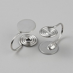 真鍮製スパイラルパッドイヤーカフ金具  ピアスのない耳用のワイヤーラップジュエリー.  プラチナ  16mm&nbsp;LS-EJEW-WH0033-23P