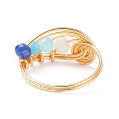 Glass Braided Vortex Finger Ring&nbsp;RJEW-TA00046-03