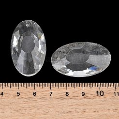 ガラス製シャンデリアプリズムペンダント  多面カットフラットラウンドチャーム  透明  37x22x11mm  穴：1.4mm&nbsp;GL-CBAAE15-01