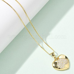Brass Micro Pave Clear Cubic Zirconia Pendant Necklaces for Women&nbsp;LS-NJEW-M084-02G-03