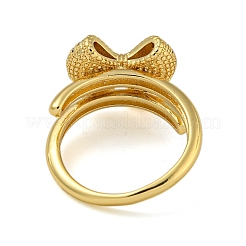 Bowknot Brass Micro Pave Clear Cubic Zirconia Double Rings&nbsp;RJEW-Z050-25G