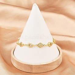 Fire Brass Micro Pave Clear Cubic Zirconia Link Chain Bracelets for Women&nbsp;BJEW-A090-05G