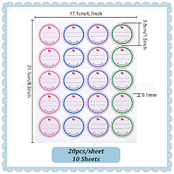 紙粘着ステッカー  ジャム粘着ラベル  ラウンド  ミックスカラー  211x171x0.1mm  20pcs /シート  10シート/セット&nbsp;DIY-WH0349-529