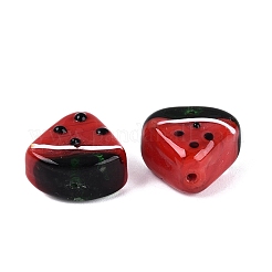 手作りランプワークビーズ  スイカ  レッド  16.5~17.5x19~19.5x12mm  穴：1.4~1.5mm&nbsp;LA-N050-03A
