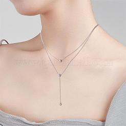 Anti-Tarnish Double Y-shaped Necklace Long Drop Dangle Necklace Delicate Y Chain Necklace Personalized Zircon Pendant Necklaces Choker Trendy Y Necklace Jewelry for Women&nbsp;JN1093A