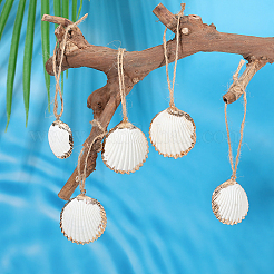 20Pcs Electroplate Sea Shell Pendant Decorations&nbsp;HJEW-BM00068