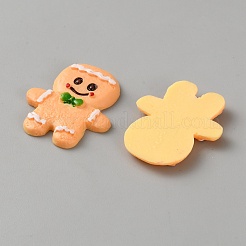 オペーク樹脂カボション  模造クッキー  ジンジャーブレッドマン  砂茶色  32x27x3.5mm&nbsp;RESI-WH0026-140A