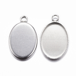 Non-Tarnish 304 Stainless Steel Pendant Cabochon Settings&nbsp;X-STAS-G075-21P