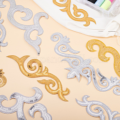 6 Styles Auspicous Cloud Ethnic Style PVC Sequin Embroidery Polyester Cloth Iron On Patches&nbsp;PATC-GA0001-33