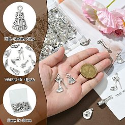 100 個 10 スタイルのチベットスタイル合金ペンダント  混合図形  アンティークシルバー  13.5~30x4~27.5x1.8~6.5mm  穴：1.4~3mm  10個/スタイル&nbsp;FIND-CJ0001-74