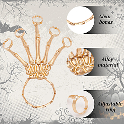 3Pcs 3 Colors Alloy Skeleton Full Hand Ring Bracelets Set&nbsp;BJEW-AN0001-21