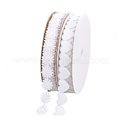 2ロール 2スタイル ハート＆フラワー ポリエステル レースリボン  ホワイト  5/8~3/4インチ（16~18mm）  1ロール/スタイル&nbsp;OCOR-PH0004-66A